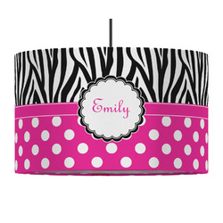 Zebra Print & Polka Dots 12" Drum Pendant Lamp - Fabric (Personalized)