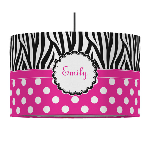 Zebra Print & Polka Dots 12" Drum Lampshade - PENDANT (Fabric)