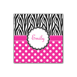 Zebra Print & Polka Dots Wood Print - 12x12 (Personalized)