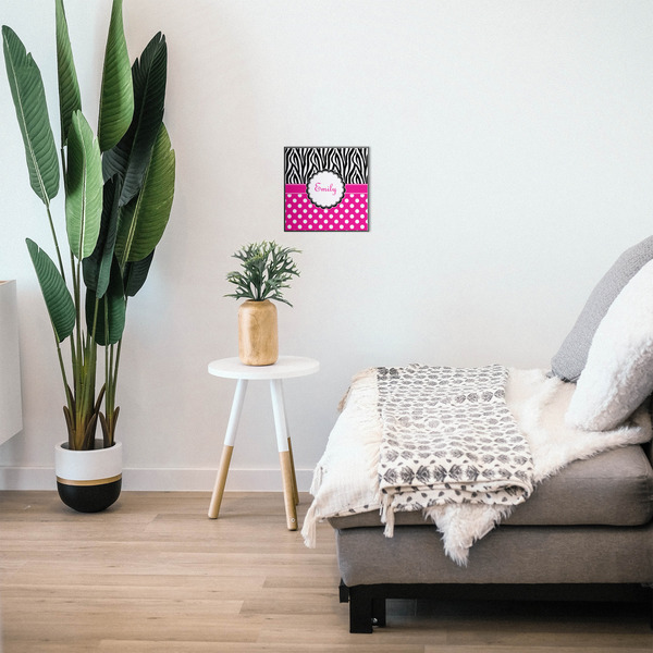 Zebra Print & Polka Dots 12x12 Wood Print - In Context