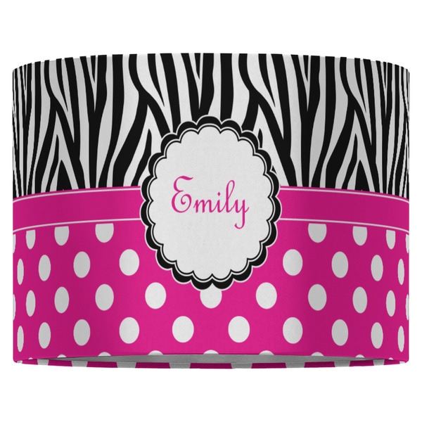 Zebra Print & Polka Dots 16" Drum Lampshade - FRONT (Fabric)