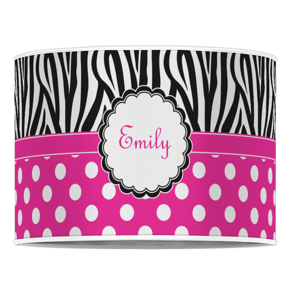 Zebra Print & Polka Dots 16" Drum Lampshade - FRONT (Poly Film)