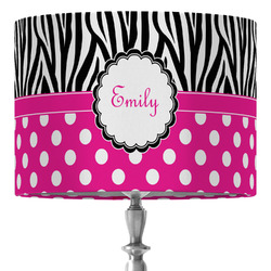 Zebra Print & Polka Dots 16" Drum Lamp Shade - Fabric (Personalized)