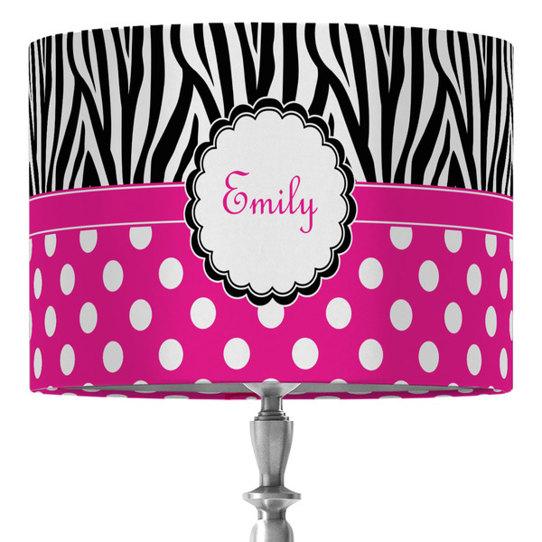 Custom Zebra Print & Polka Dots 16" Drum Lamp Shade - Fabric (Personalized)