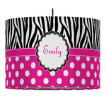 Zebra Print & Polka Dots 16" Drum Pendant Lamp - Fabric (Personalized)