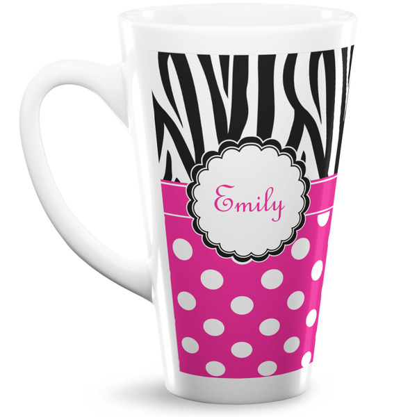 Custom Zebra Print & Polka Dots Latte Mug (Personalized)
