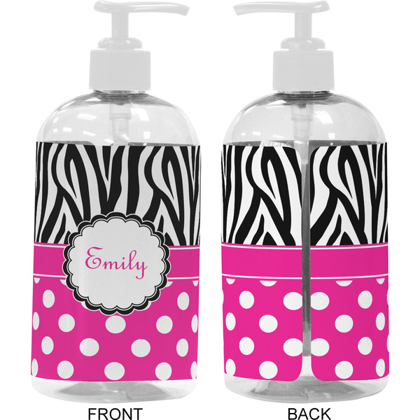 Zebra Print & Polka Dots 16 oz Plastic Liquid Dispenser- Approval- White
