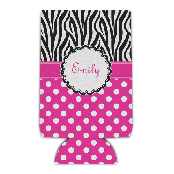 Custom Zebra Print & Polka Dots Can Cooler (Personalized)