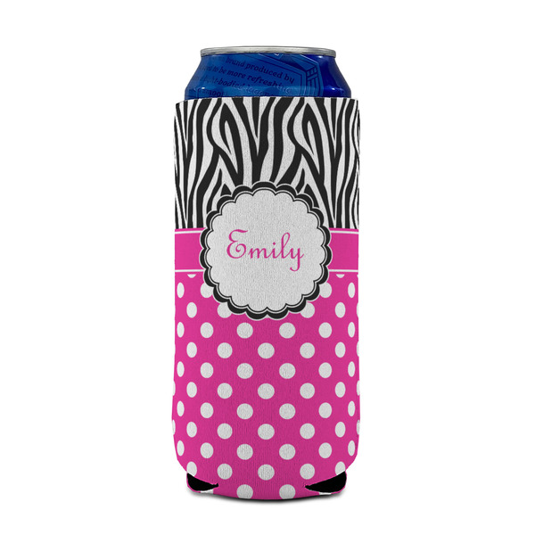 Zebra Print & Polka Dots 16oz Can Sleeve - FRONT (on can)