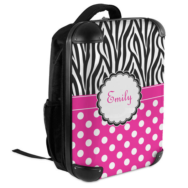 Zebra Print & Polka Dots 18" Hard Shell Backpacks - ANGLED VIEW