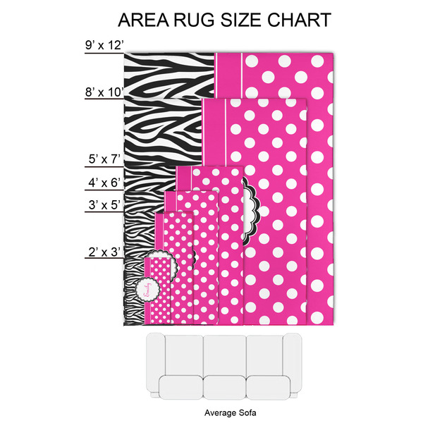 Zebra Print & Polka Dots 2'x3' Indoor Area Rugs - Size Chart