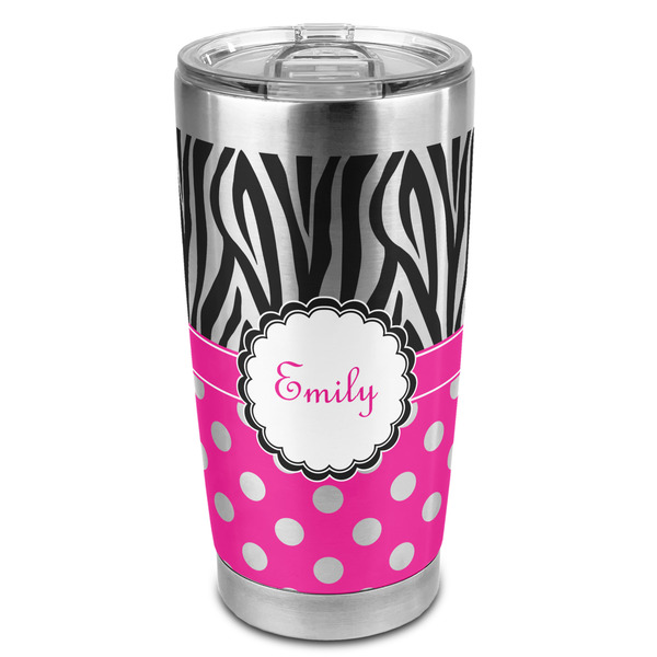 Custom Zebra Print & Polka Dots 20oz Stainless Steel Double Wall Tumbler - Full Print (Personalized)
