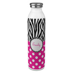 Zebra Print & Polka Dots 20oz Stainless Steel Water Bottle - Full Print (Personalized)