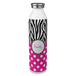 Zebra Print & Polka Dots 20oz Stainless Steel Water Bottle - Full Print (Personalized)