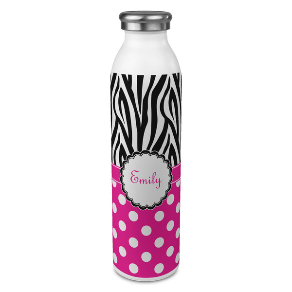 Custom Zebra Print & Polka Dots 20oz Stainless Steel Water Bottle - Full Print (Personalized)