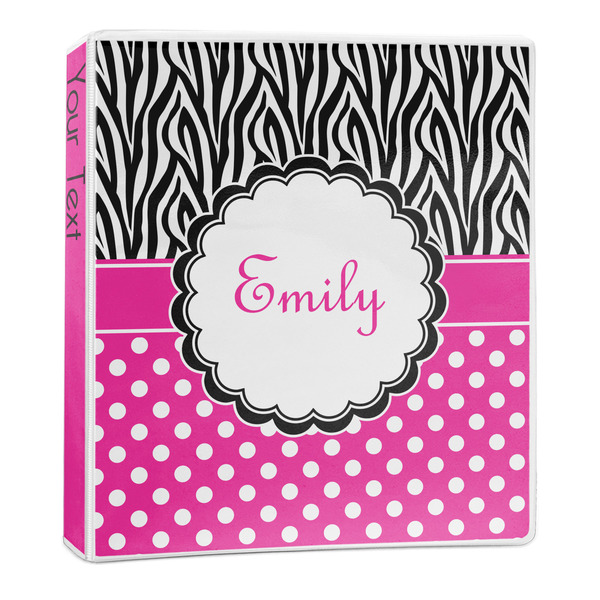 Zebra Print & Polka Dots 3-Ring Binder Main- 1in