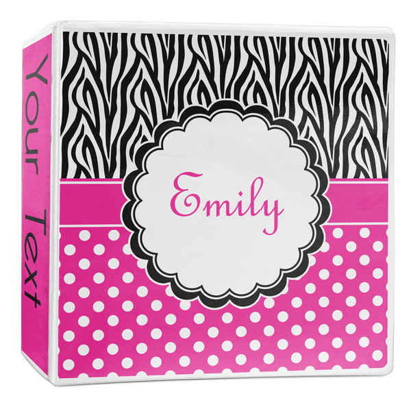 Custom Zebra Print & Polka Dots 3-Ring Binder - 2 inch (Personalized)