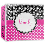 Zebra Print & Polka Dots 3-Ring Binder - 3 inch (Personalized)