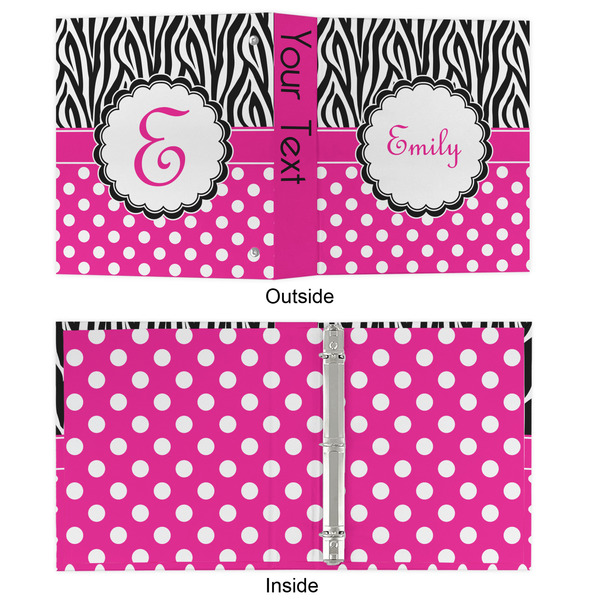Zebra Print & Polka Dots 3 Ring Binders - Full Wrap - 1" - APPROVAL