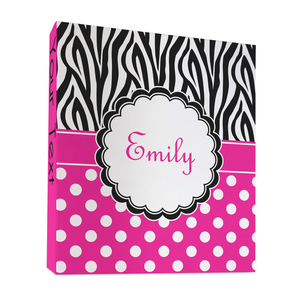 Zebra Print & Polka Dots 3 Ring Binders - Full Wrap - 1" - FRONT
