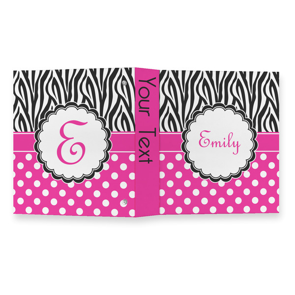 Zebra Print & Polka Dots 3 Ring Binders - Full Wrap - 1" - OPEN OUTSIDE