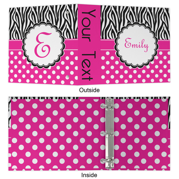 Zebra Print & Polka Dots 3 Ring Binders - Full Wrap - 2" - APPROVAL