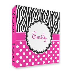 Zebra Print & Polka Dots 3 Ring Binder - Full Wrap (Personalized)