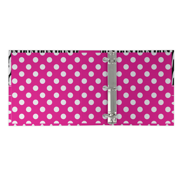 Zebra Print & Polka Dots 3 Ring Binders - Full Wrap - 2" - OPEN INSIDE