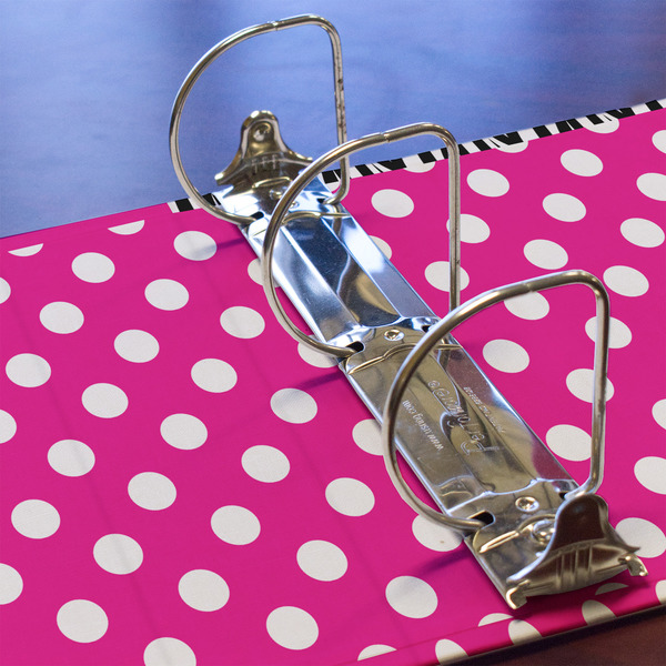 Zebra Print & Polka Dots 3 Ring Binders - Full Wrap - 3" - DETAIL