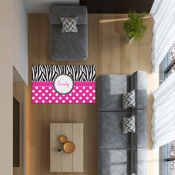 Zebra Print & Polka Dots 3'x5' Indoor Area Rugs - IN CONTEXT