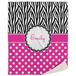 Zebra Print & Polka Dots Sherpa Throw Blanket (Personalized)