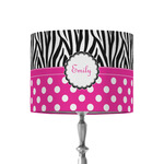 Zebra Print & Polka Dots 8" Drum Lamp Shade - Fabric (Personalized)