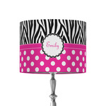 Zebra Print & Polka Dots 8" Drum Lamp Shade - Fabric (Personalized)
