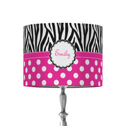 Zebra Print & Polka Dots 8" Drum Lamp Shade - Fabric (Personalized)