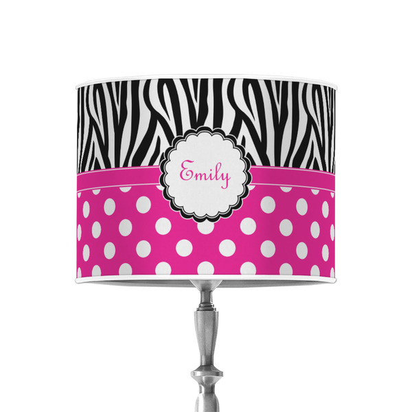 Zebra Print & Polka Dots 8" Drum Lampshade - ON STAND (Poly Film)