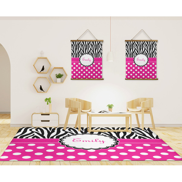 Zebra Print & Polka Dots 8'x10' Indoor Area Rugs - IN CONTEXT