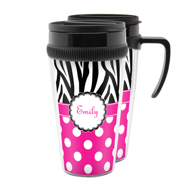 Custom Zebra Print & Polka Dots Acrylic Travel Mug (Personalized)