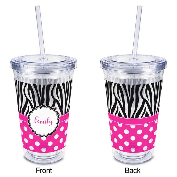 Zebra Print & Polka Dots Acrylic Tumbler - Full Print - Approval