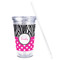 Zebra Print & Polka Dots Acrylic Tumbler - Full Print - Front straw out