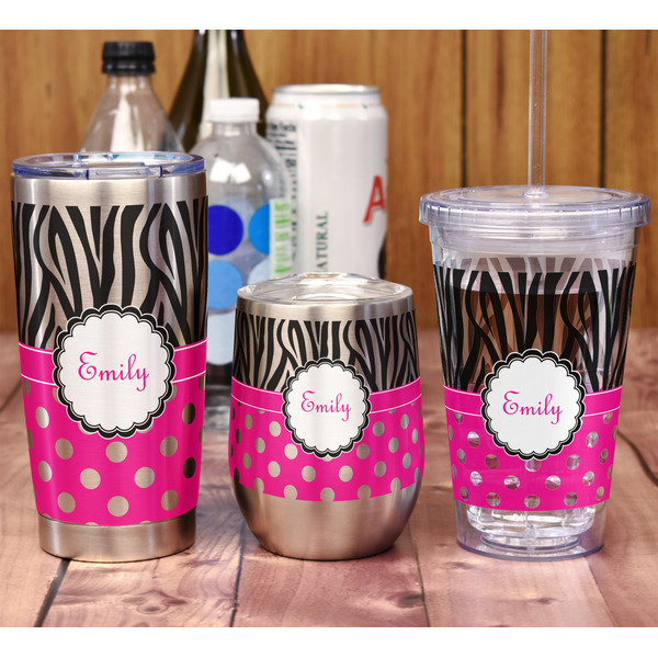 Zebra Print & Polka Dots Acrylic Tumbler - Full Print - In Context