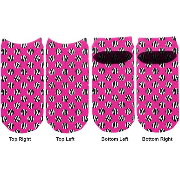 Zebra Print & Polka Dots Adult Ankle Socks - Double Pair - Front and Back - Apvl