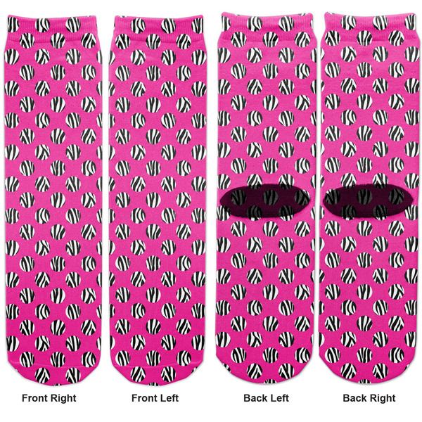 Zebra Print & Polka Dots Adult Crew Socks - Double Pair - Front and Back - Apvl