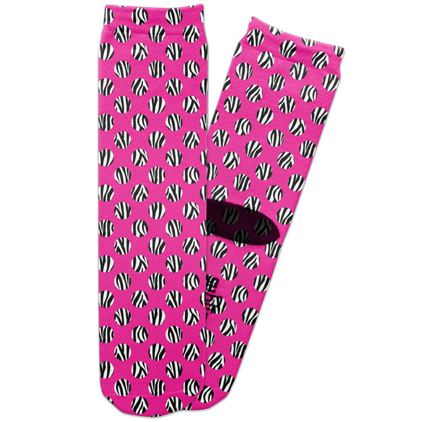 Custom Zebra Print & Polka Dots Adult Crew Socks