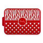 Zebra Print & Polka Dots Aluminum Baking Pan with Red Lid (Personalized)