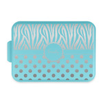 Zebra Print & Polka Dots Aluminum Baking Pan with Teal Lid (Personalized)