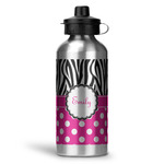 Zebra Print & Polka Dots Water Bottle - Aluminum - 20 oz (Personalized)