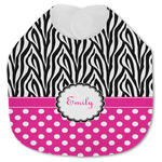 Zebra Print & Polka Dots Jersey Knit Baby Bib w/ Name or Text