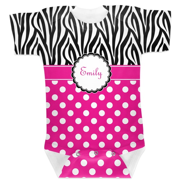 Custom Zebra Print & Polka Dots Baby Bodysuit 0-3 (Personalized)