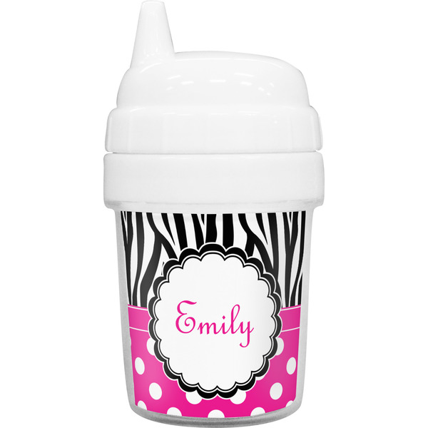 Custom Zebra Print & Polka Dots Baby Sippy Cup (Personalized)