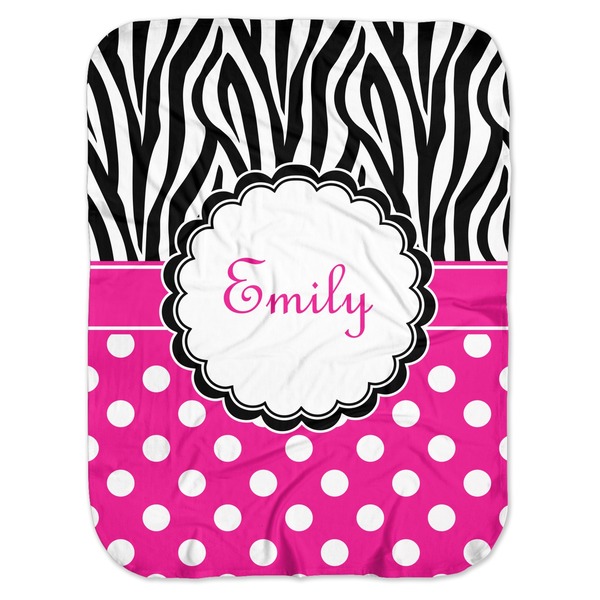 Custom Zebra Print & Polka Dots Baby Swaddling Blanket (Personalized)